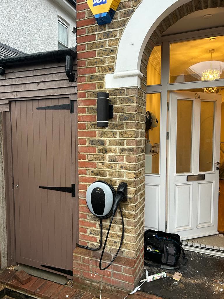 Outdoor lighting, fitted and weatherproofed.